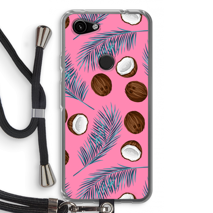 Kokosnoot roze: Pixel 3a Transparant Hoesje met koord
