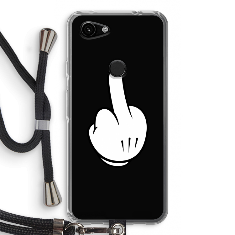 Middle finger black: Pixel 3a Transparant Hoesje met koord