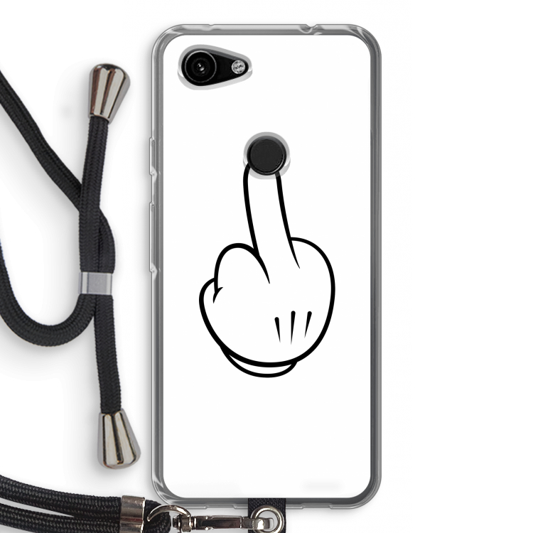 Middle finger white: Pixel 3a Transparant Hoesje met koord