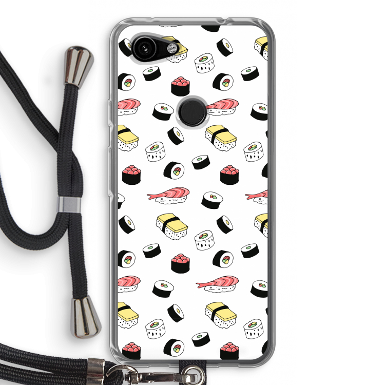 Sushi time: Pixel 3a Transparant Hoesje met koord