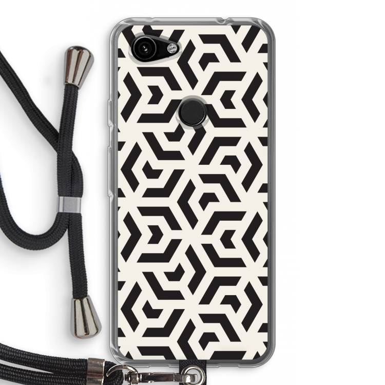 Crazy pattern: Pixel 3a Transparant Hoesje met koord