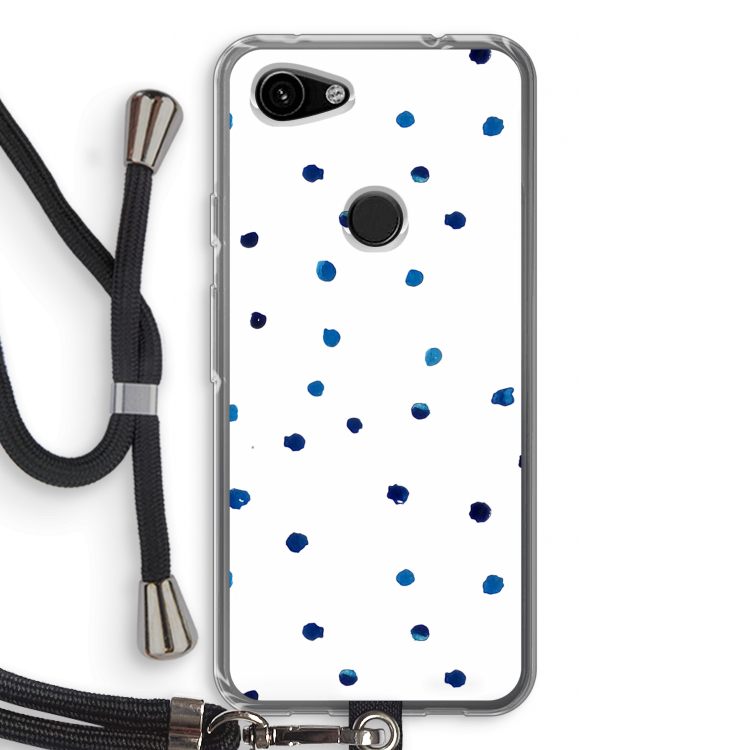 Blauwe stippen: Pixel 3a Transparant Hoesje met koord