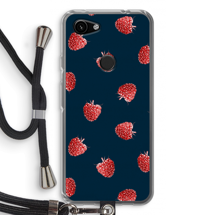 Framboosjes: Pixel 3a Transparant Hoesje met koord