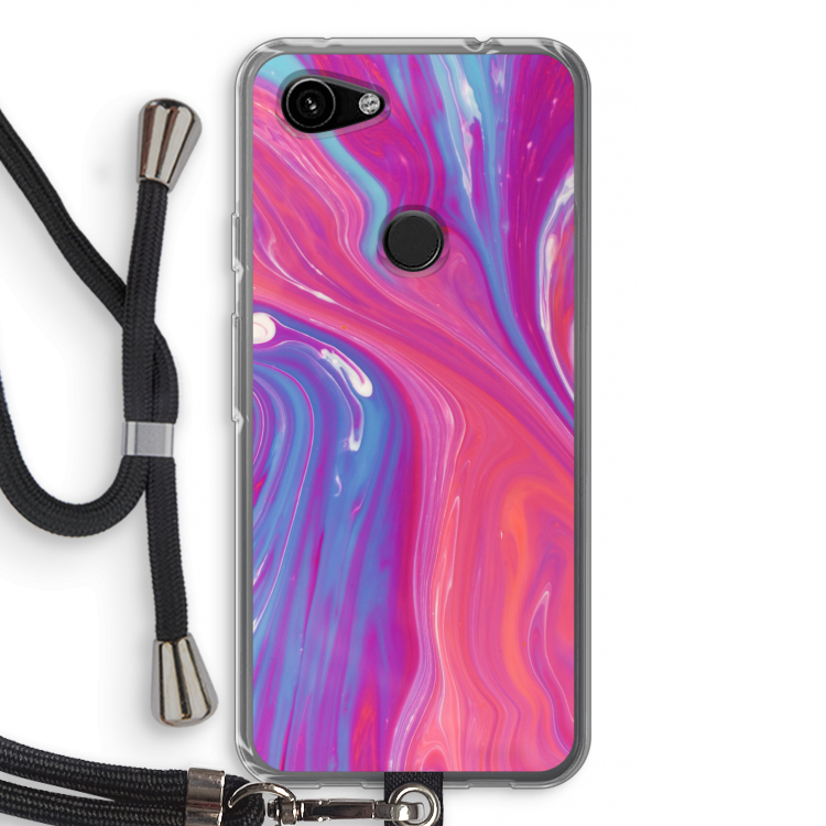 Paarse stroom: Pixel 3a Transparant Hoesje met koord