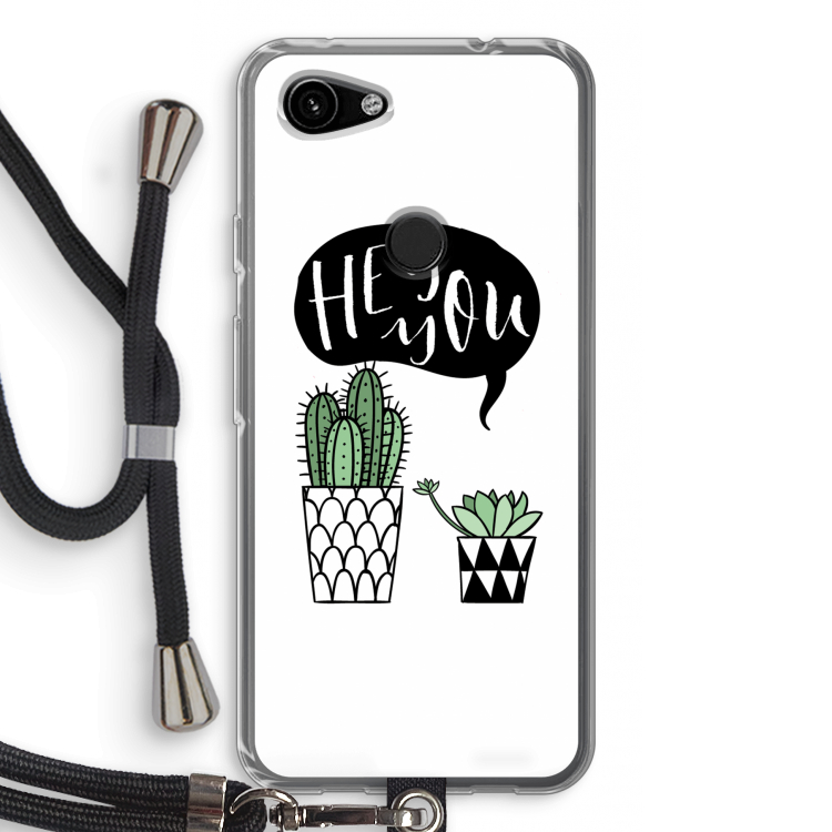 Hey you cactus: Pixel 3a Transparant Hoesje met koord