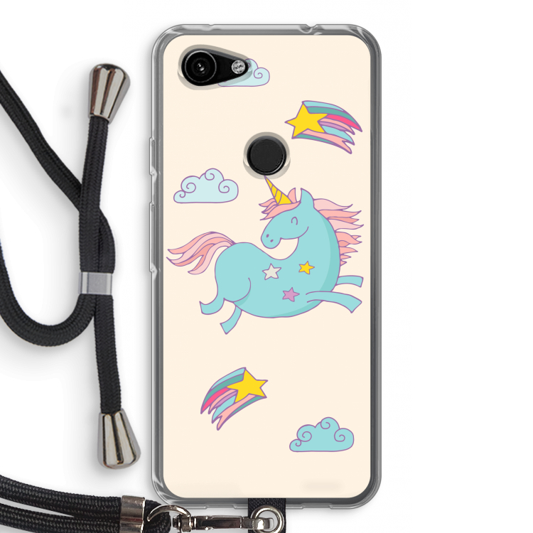 Vliegende eenhoorn: Pixel 3a Transparant Hoesje met koord
