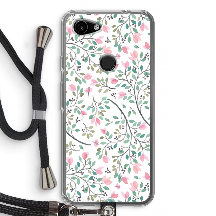 Sierlijke bloemen: Pixel 3a Transparant Hoesje met koord