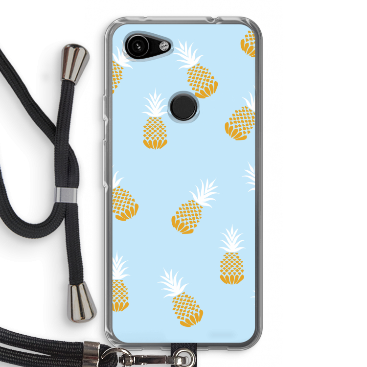 Ananasjes: Pixel 3a Transparant Hoesje met koord