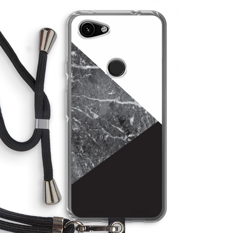 Combinatie marmer: Pixel 3a Transparant Hoesje met koord