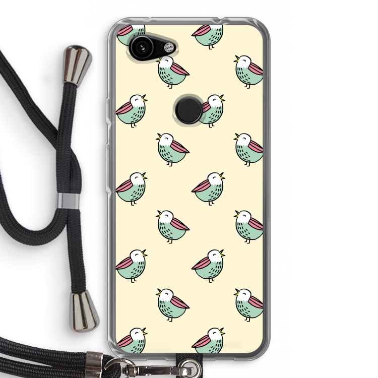 Vogeltjes: Pixel 3a Transparant Hoesje met koord