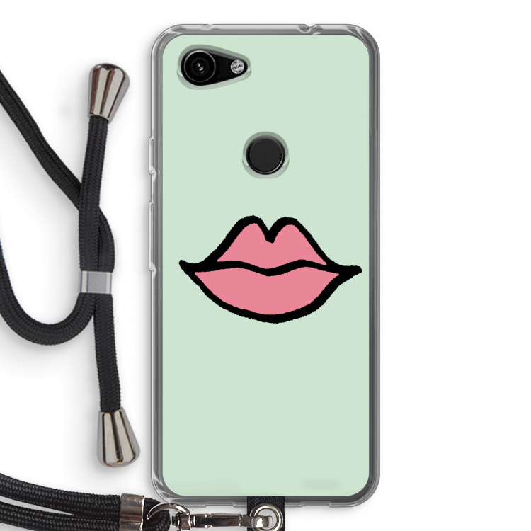 Kusje: Pixel 3a Transparant Hoesje met koord