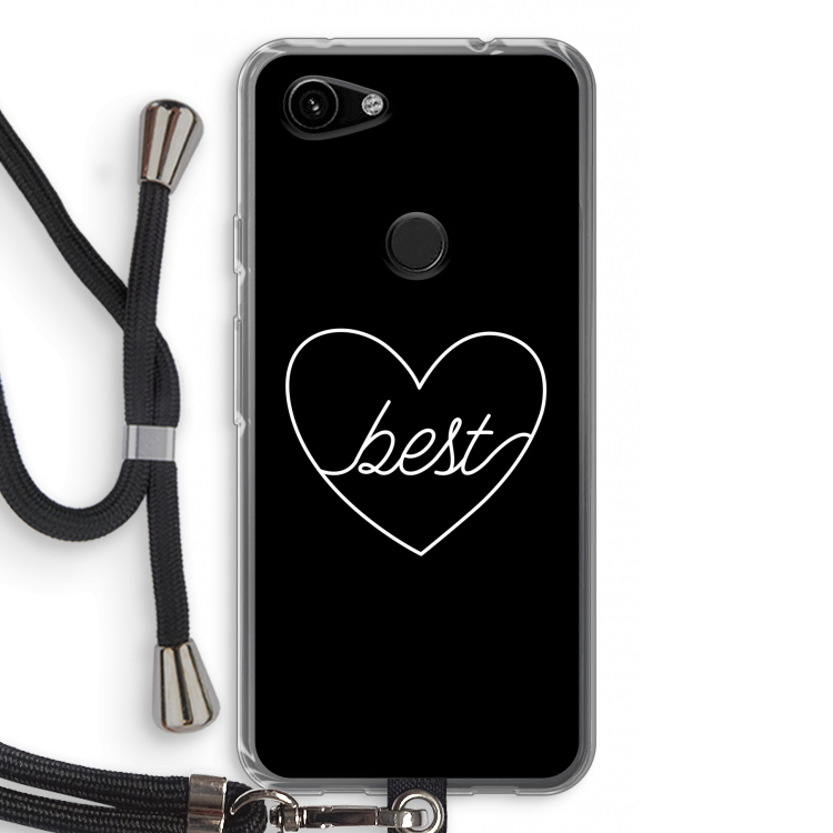 Best heart black: Pixel 3a Transparant Hoesje met koord