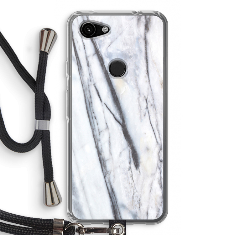 Gestreepte marmer: Pixel 3a Transparant Hoesje met koord
