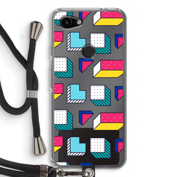 8-bit N°7: Pixel 3a Transparant Hoesje met koord