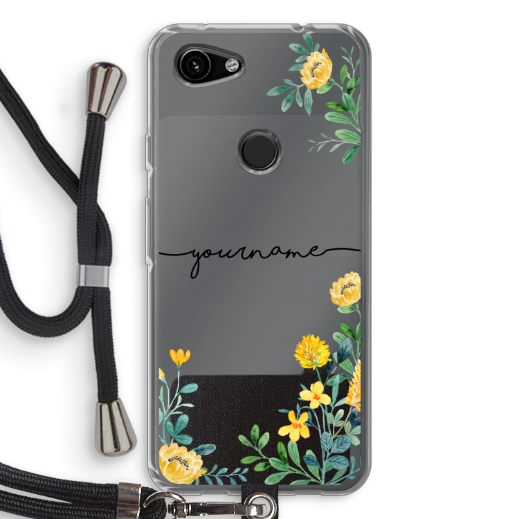 Gele bloemen: Pixel 3a Transparant Hoesje met koord