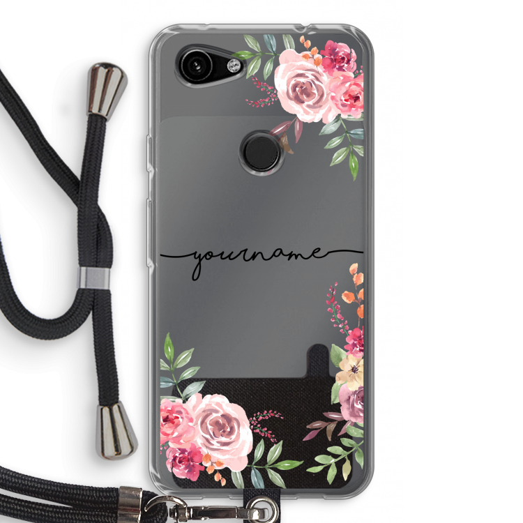 Rozen: Pixel 3a Transparant Hoesje met koord
