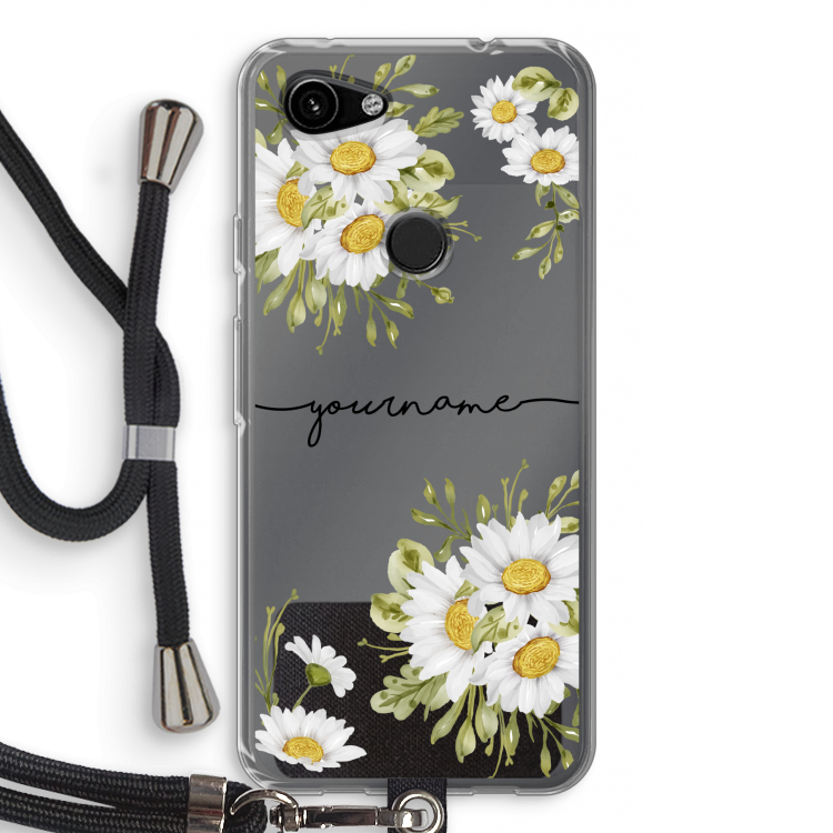 Daisies: Pixel 3a Transparant Hoesje met koord