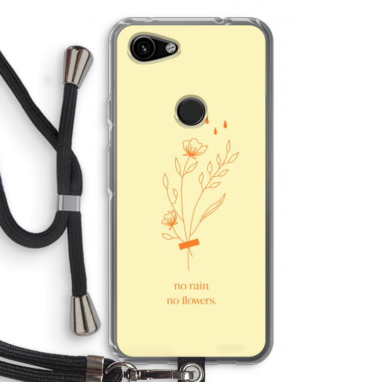 No rain no flowers: Pixel 3a Transparant Hoesje met koord