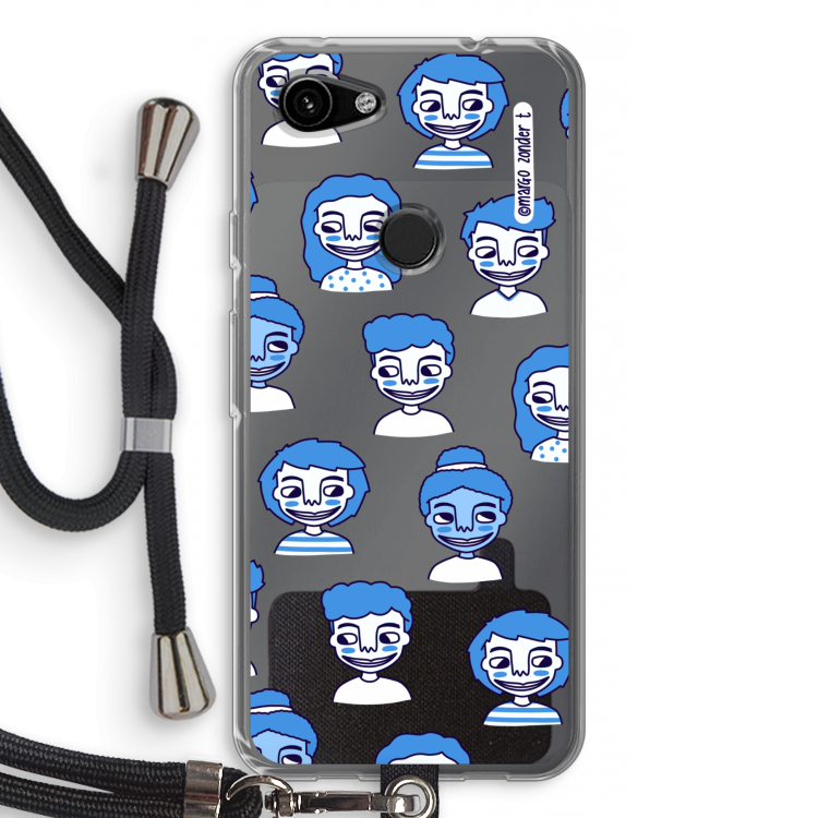 Gezichtjes: Pixel 3a Transparant Hoesje met koord