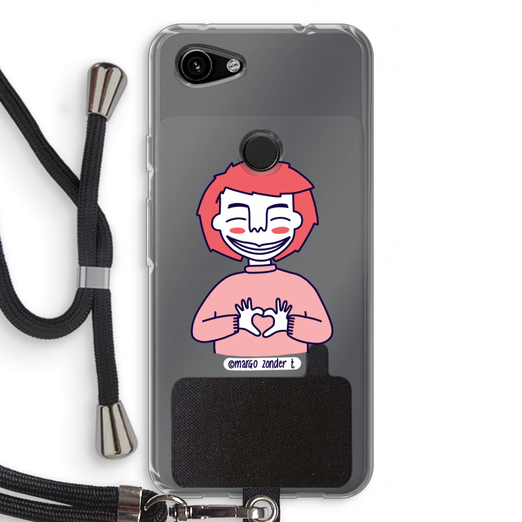 Hartje: Pixel 3a Transparant Hoesje met koord