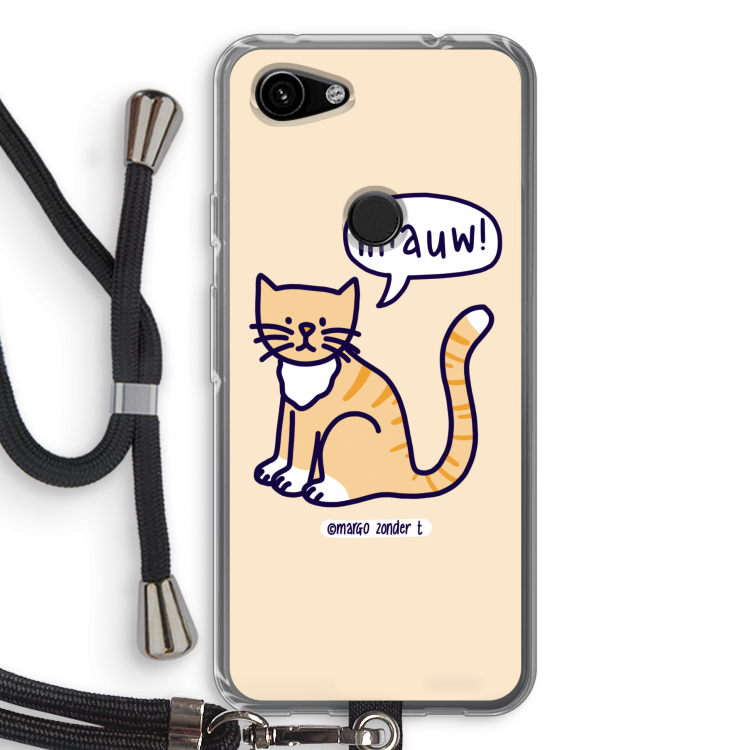 Miauw: Pixel 3a Transparant Hoesje met koord