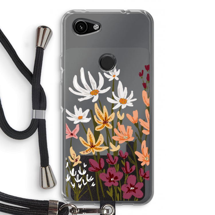 Painted wildflowers: Pixel 3a Transparant Hoesje met koord