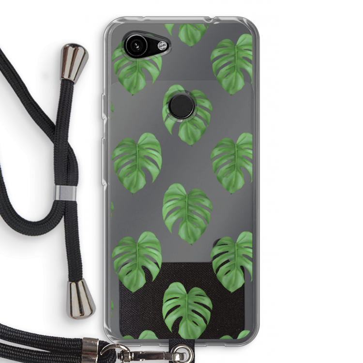Monstera leaves: Pixel 3a Transparant Hoesje met koord