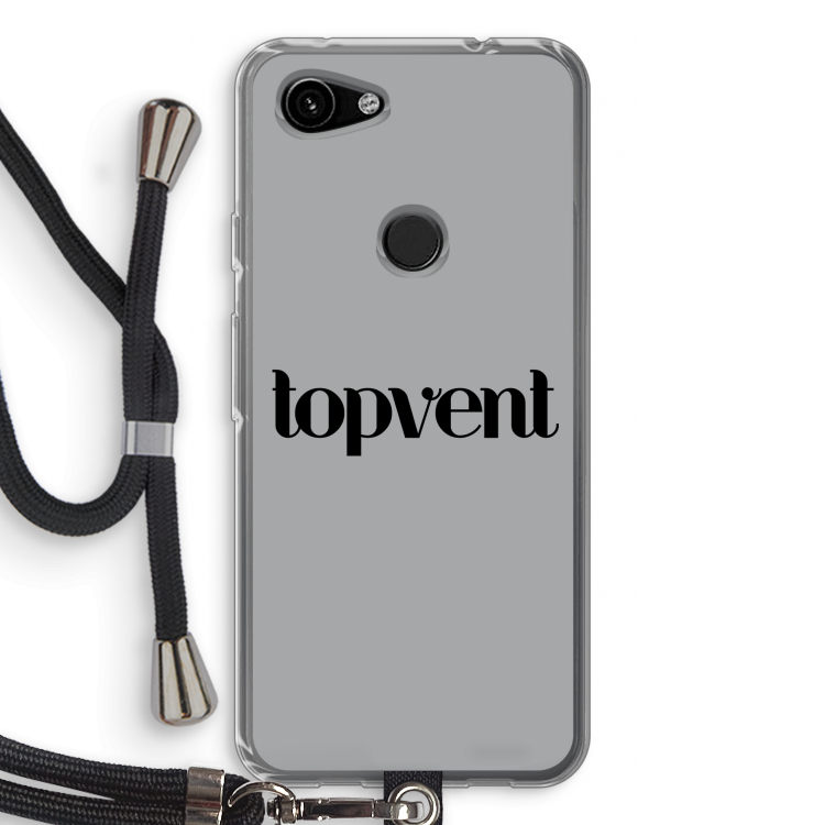 Topvent Grijs Zwart: Pixel 3a Transparant Hoesje met koord