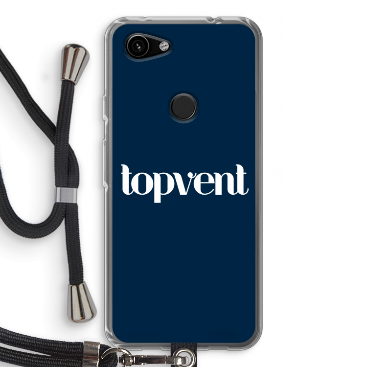 Topvent Navy: Pixel 3a Transparant Hoesje met koord