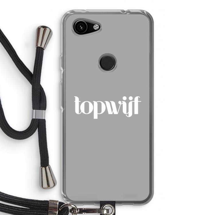 Topwijf Grijs Wit: Pixel 3a Transparant Hoesje met koord