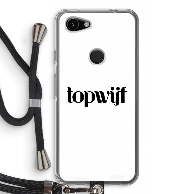 Topwijf Wit: Pixel 3a Transparant Hoesje met koord