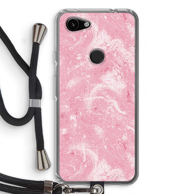 Abstract Painting Pink: Pixel 3a Transparant Hoesje met koord