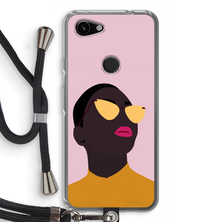 Yellow glasses: Pixel 3a Transparant Hoesje met koord