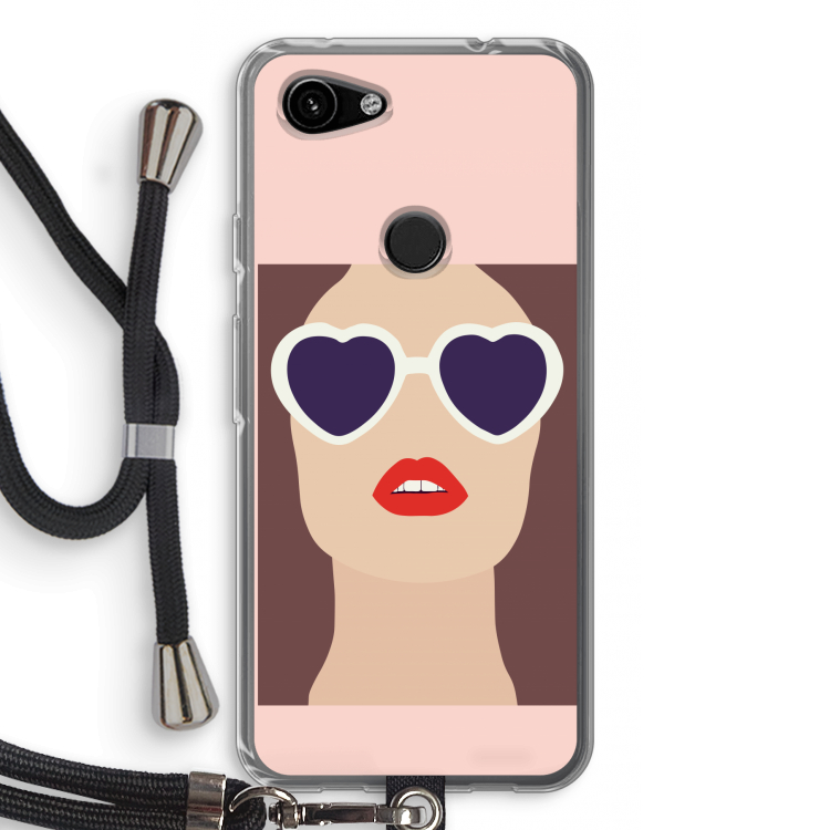 Red lips: Pixel 3a Transparant Hoesje met koord