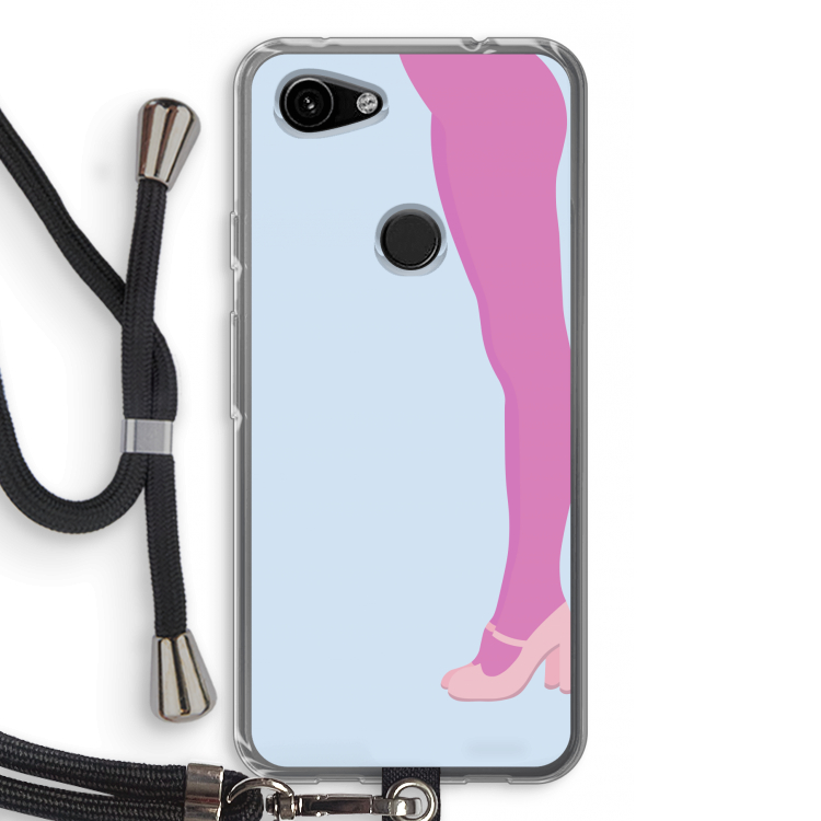 Pink panty: Pixel 3a Transparant Hoesje met koord