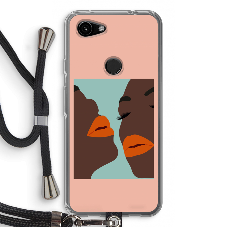 Orange lips: Pixel 3a Transparant Hoesje met koord