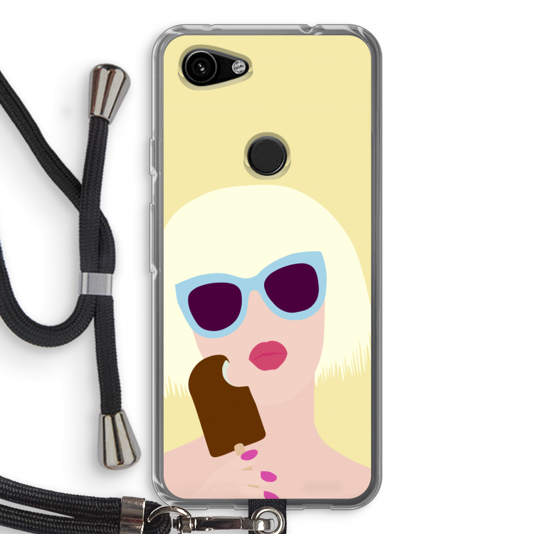 Ice cream: Pixel 3a Transparant Hoesje met koord