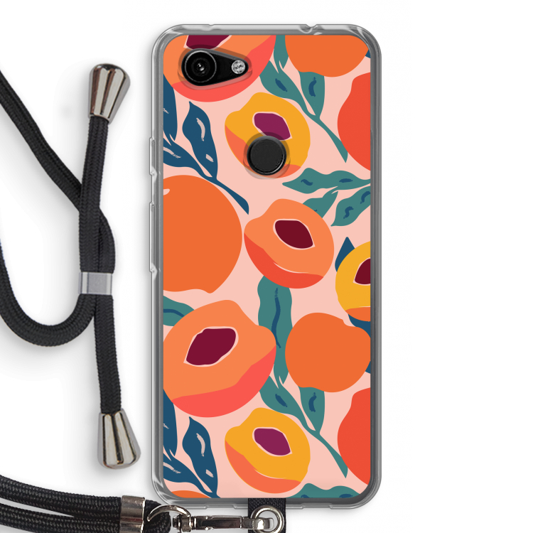 Perzik: Pixel 3a Transparant Hoesje met koord