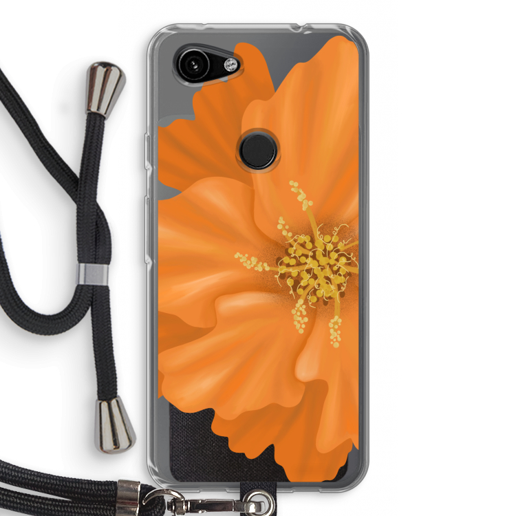 Orange Ellila flower: Pixel 3a Transparant Hoesje met koord