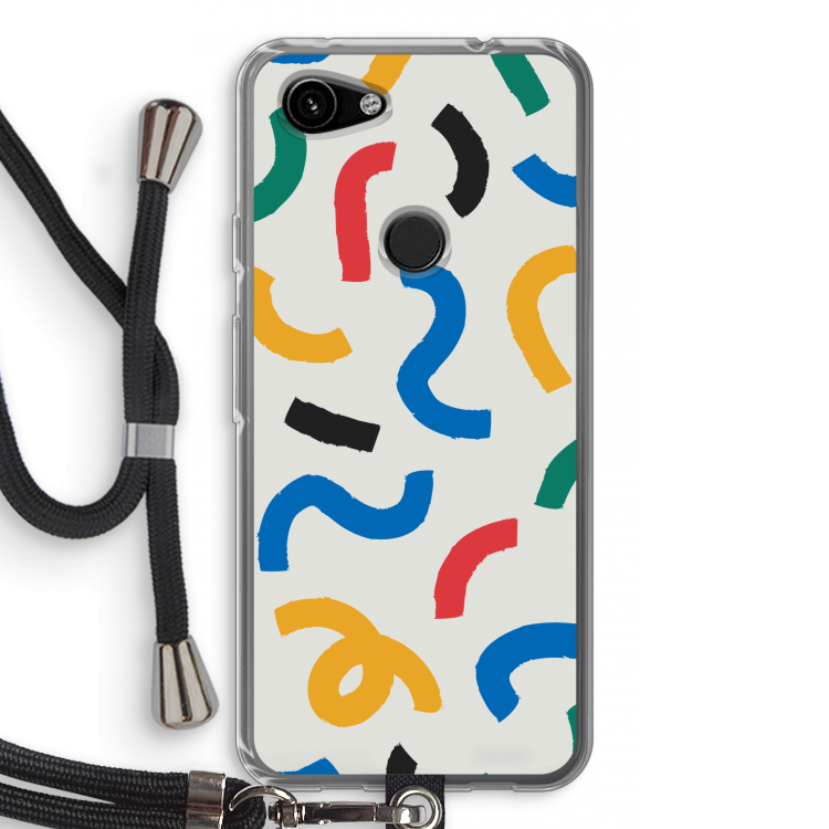 Illustratieve pop 2: Pixel 3a Transparant Hoesje met koord