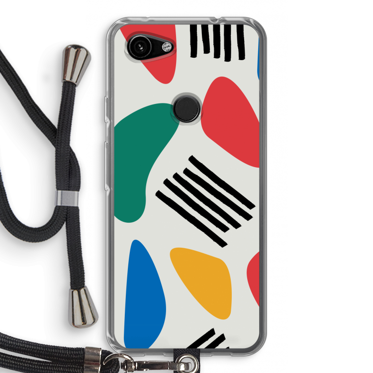 Illustratieve pop 1: Pixel 3a Transparant Hoesje met koord