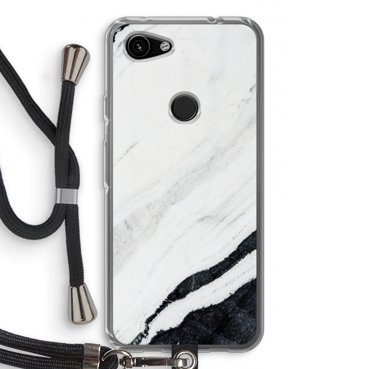 Elegante marmer: Pixel 3a Transparant Hoesje met koord