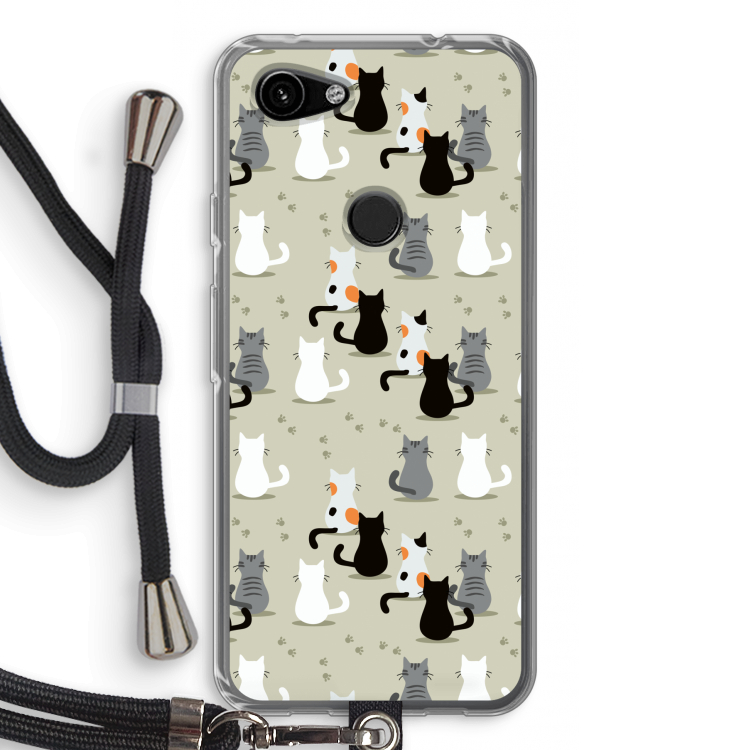 Katten: Pixel 3a Transparant Hoesje met koord
