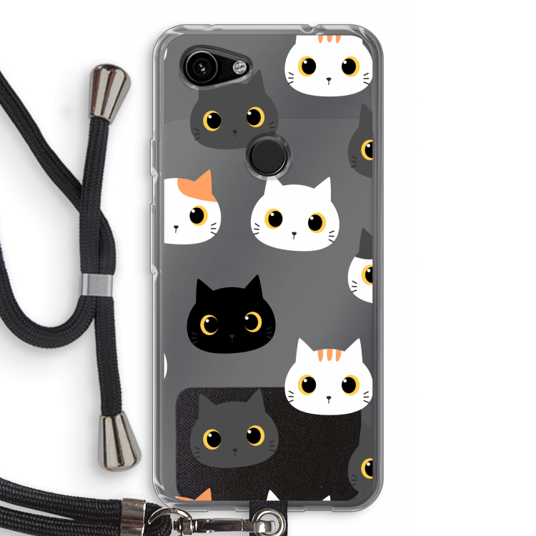 Katten: Pixel 3a Transparant Hoesje met koord
