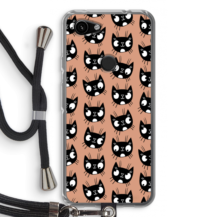 Kat: Pixel 3a Transparant Hoesje met koord