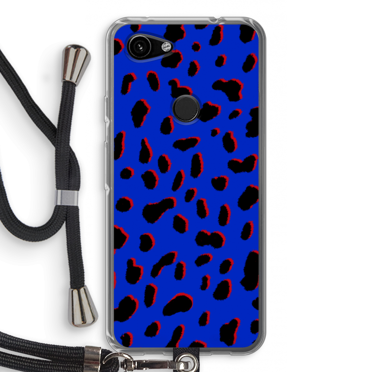 Blue Leopard: Pixel 3a Transparant Hoesje met koord