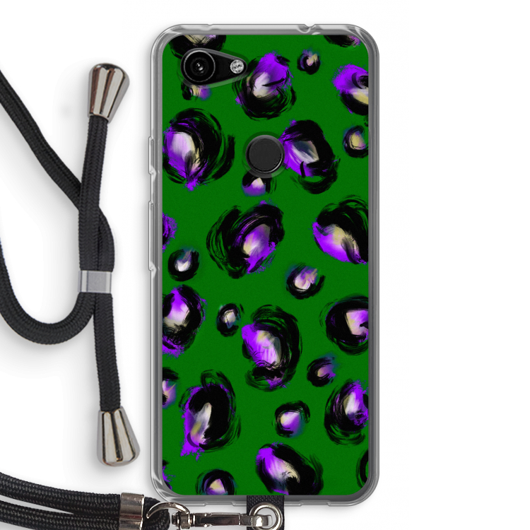 Green Cheetah: Pixel 3a Transparant Hoesje met koord