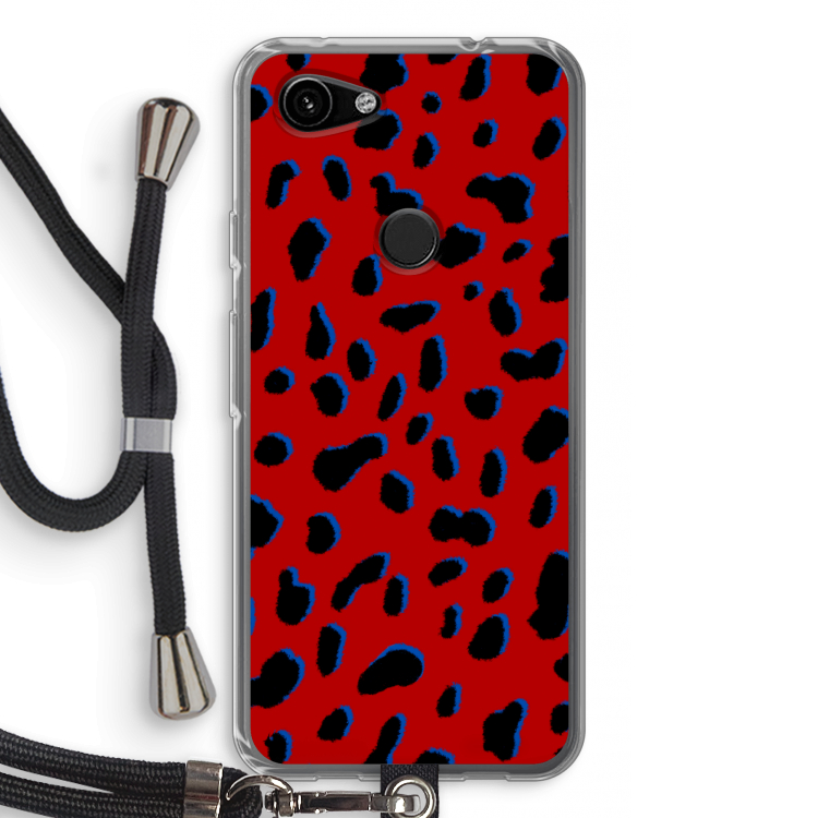 Red Leopard: Pixel 3a Transparant Hoesje met koord