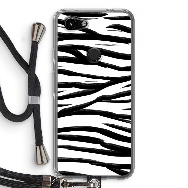 Zebra pattern: Pixel 3a Transparant Hoesje met koord