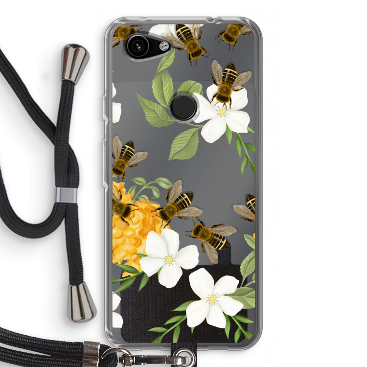No flowers without bees: Pixel 3a Transparant Hoesje met koord